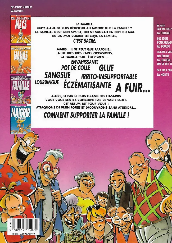 Verso de l'album Jim et ses copains Tome 4 Comment supporter la famille