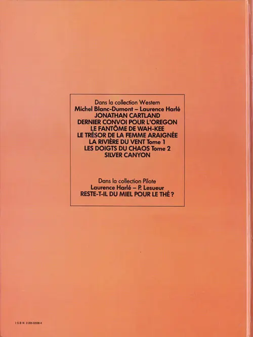 Verso de l'album Jonathan Cartland Tome 7 Silver canyon