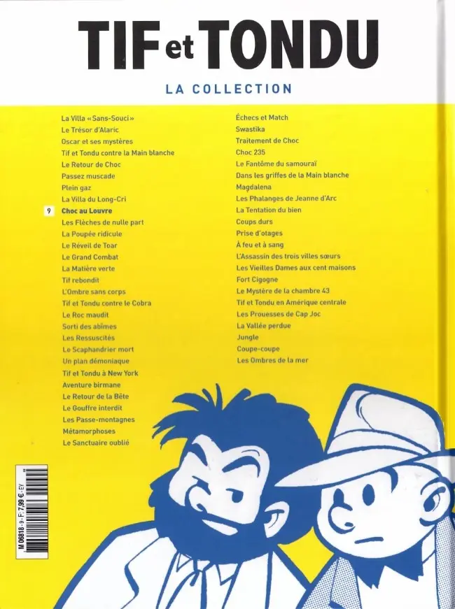 Verso de l'album Tif et Tondu La collection Tome 9 Choc au Louvre