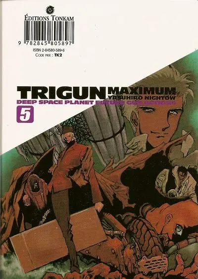 Verso de l'album Trigun maximum 5 Break out