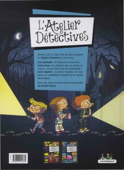 Verso de l'album L'Atelier détectives Tome 2 Secrets d'école