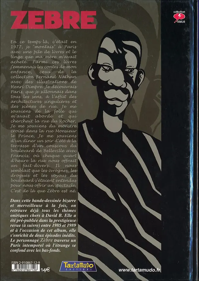 Verso de l'album Zèbre
