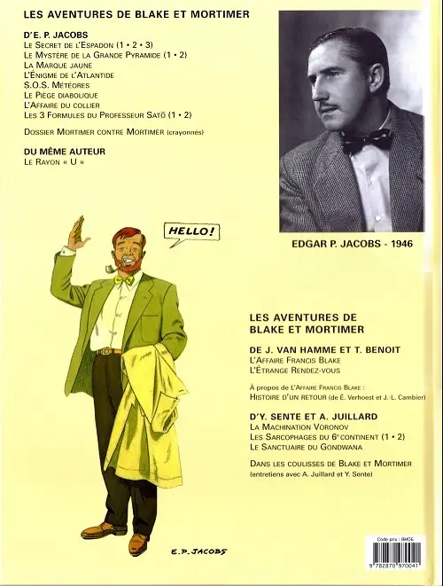Verso de l'album Blake et Mortimer Tome 2 Le Secret de l'Espadon