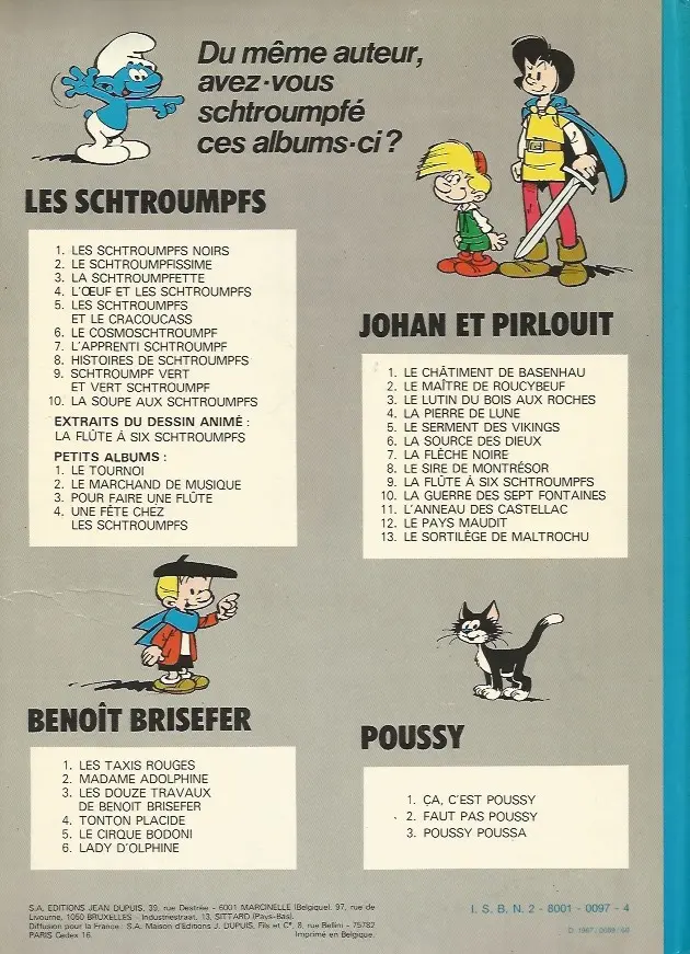 Verso de l'album Johan et Pirlouit Tome 3 Le lutin du bois aux roches