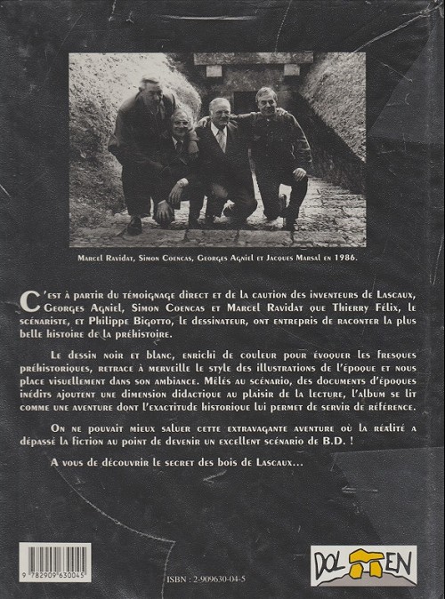 Verso de l'album Le Secret des bois de Lascaux
