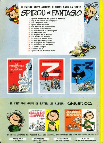 Verso de l'album Spirou et Fantasio Tome 9 Le repaire de la murène