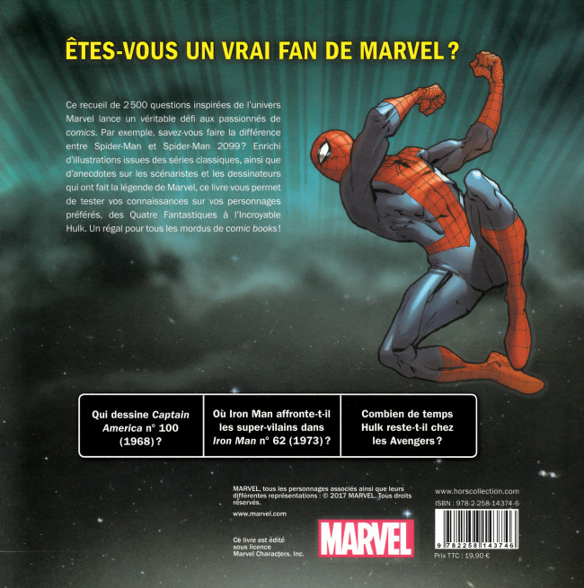 Verso de l'album Marvel en 2500 questions