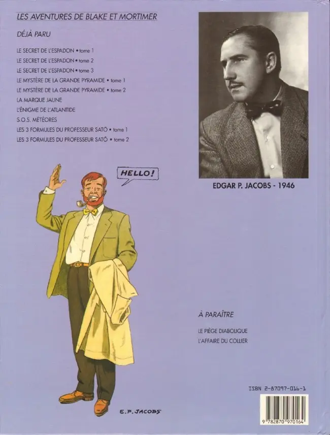 Verso de l'album Blake et Mortimer Tome 11 Les 3 Formules du Professeur Satô - Tome 1