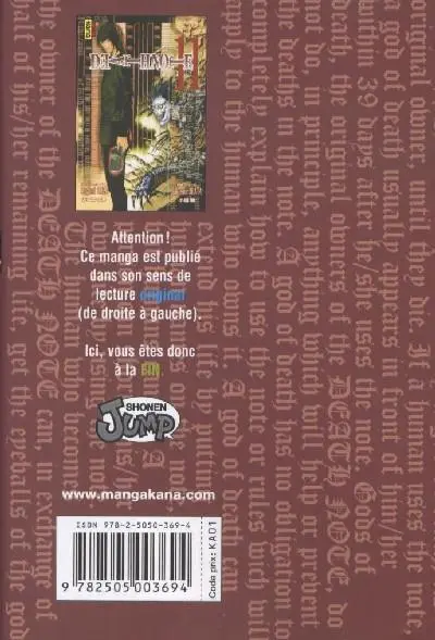 Verso de l'album Death note 11