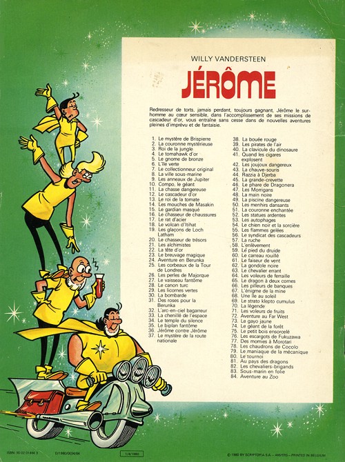 Verso de l'album Jérôme Tome 84 Aventure au zoo