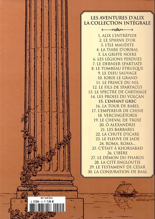 Verso de l'album Alix La collection Tome 15 L'enfant grec