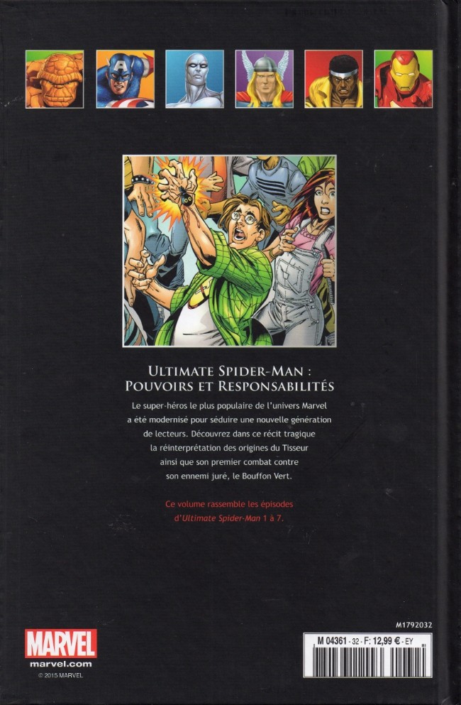 Verso de l'album Marvel Comics - La collection de référence Tome 32 Ultimate Spider-Man - Pouvoirs et Responsabilités