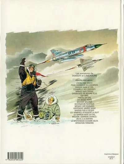 Verso de l'album Tanguy et Laverdure Tome 21 Premières missions