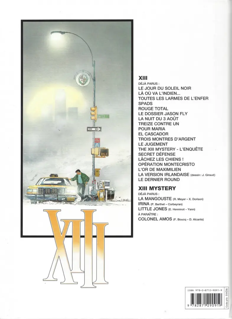 Verso de l'album XIII Tome 13 The XIII mystery - L'enquête