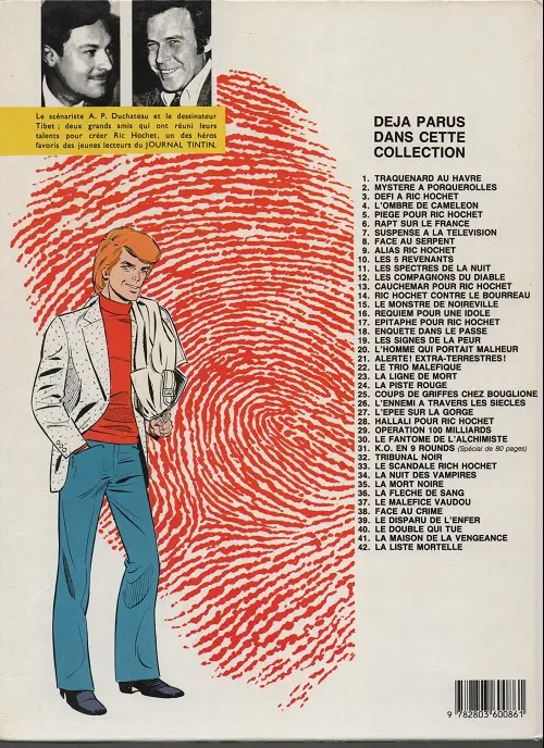 Verso de l'album Ric Hochet Tome 15 Le monstre de noireville