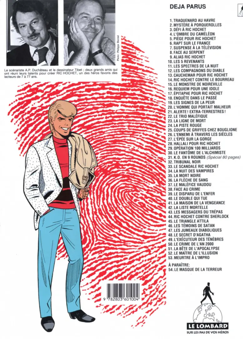 Verso de l'album Ric Hochet Tome 30 Le fantôme de l'alchimiste