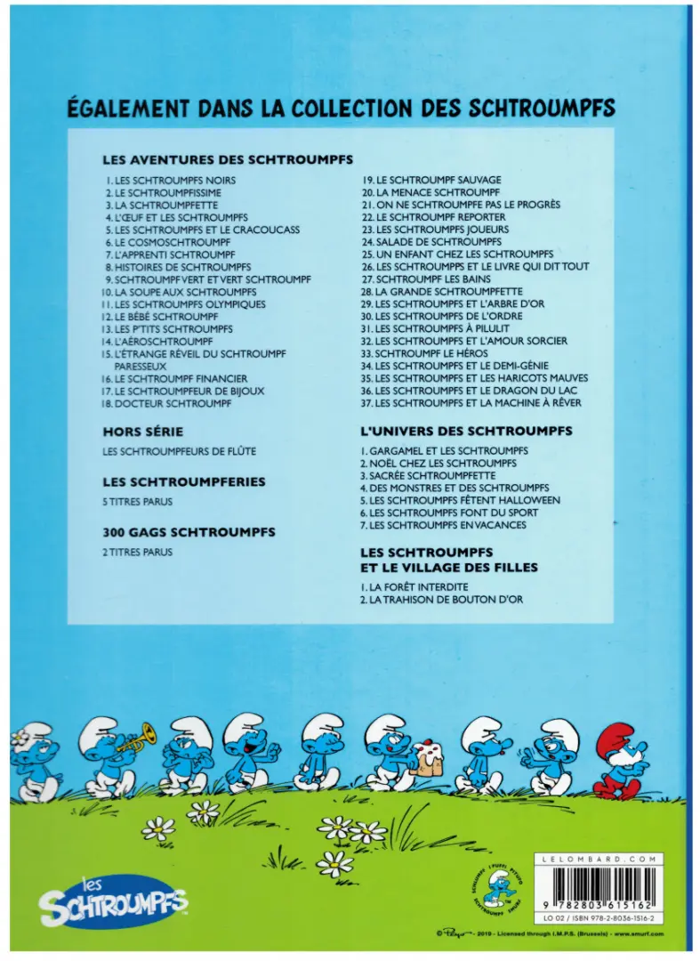 Verso de l'album Les Schtroumpfs Tome 20 La menace Schtroumpf