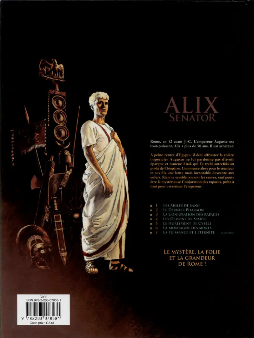 Verso de l'album Alix Senator Tome 3 La Conjuration des rapaces