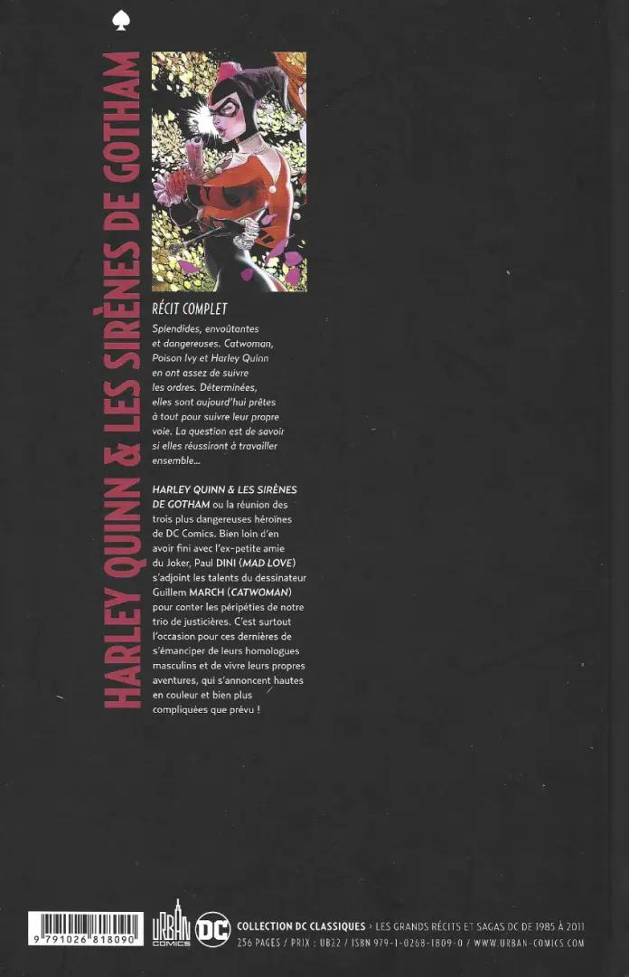 Verso de l'album Harley Quinn & les Sirènes de Gotham