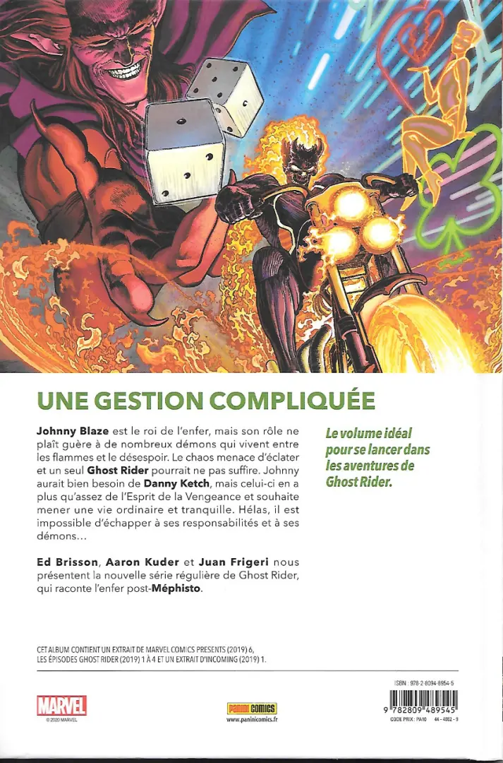 Verso de l'album Ghost Rider 1 Le roi de l'Enfer
