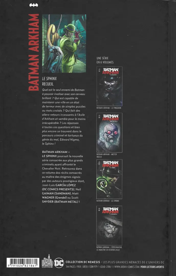 Verso de l'album Batman Arkham 5 Le Sphinx
