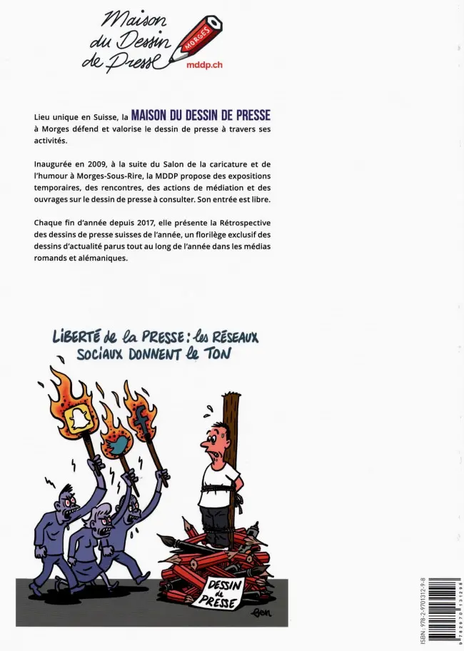Verso de l'album Rétro du dessin de presse suisse 2019