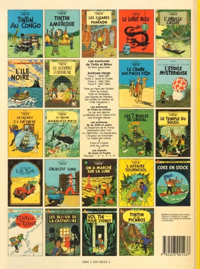 Verso de l'album Tintin Tome 23 Tintin et les Picaros