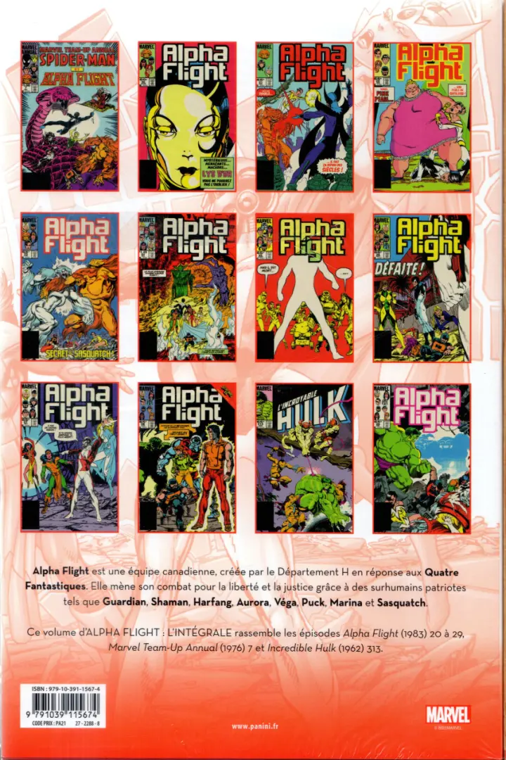 Verso de l'album Alpha Flight - L'Intégrale Tome 3 1985