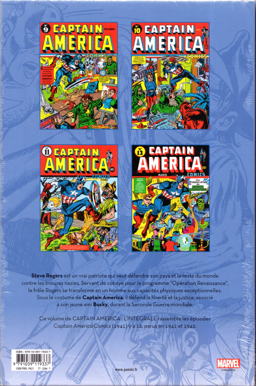 Verso de l'album Captain America - L'intégrale Tome 16 1941-1942