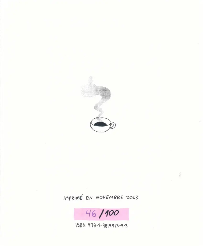 Verso de l'album Les zines de bande dessinée A Buenos Aires et à Montréal, autogestions, subventions, foires, religion, censure, café et croissant.