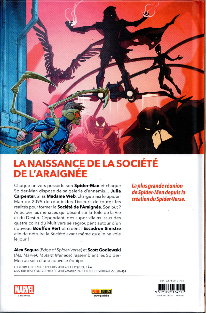 Verso de l'album Spider-Society Place aux Spidernautes