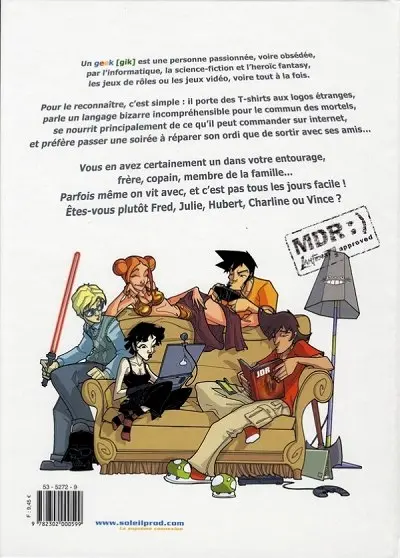 Verso de l'album Les Geeks Tome 1 Un clavier azerty en vaut deux