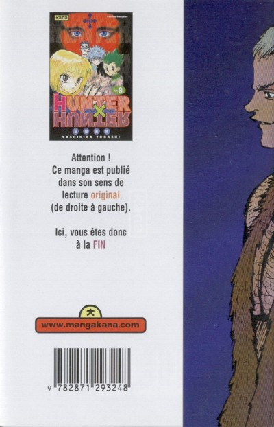 Verso de l'album Hunter X Hunter N° 9