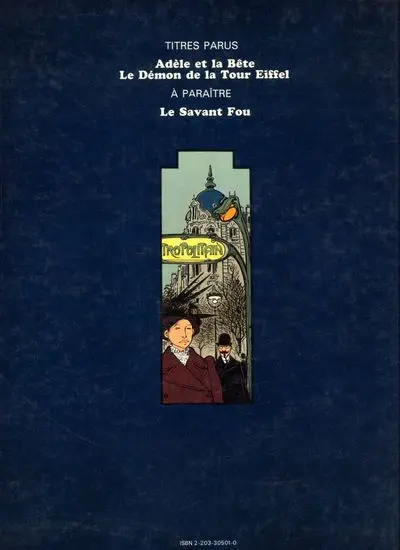 Verso de l'album Les Aventures Extraordinaires d'Adèle Blanc-Sec Tome 1 Adèle et la Bête