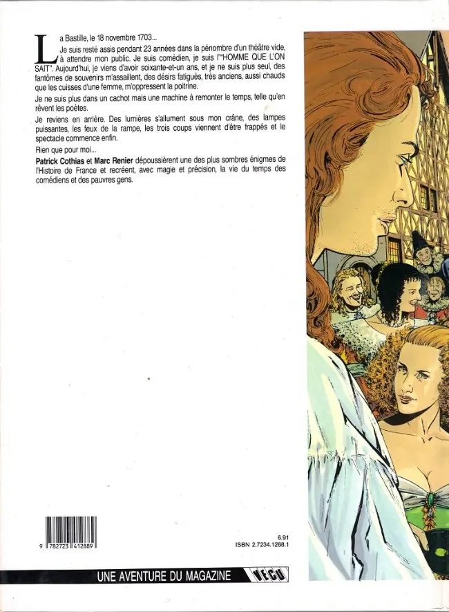 Verso de l'album Le Masque de fer Tome 1 Le temps des comédiens