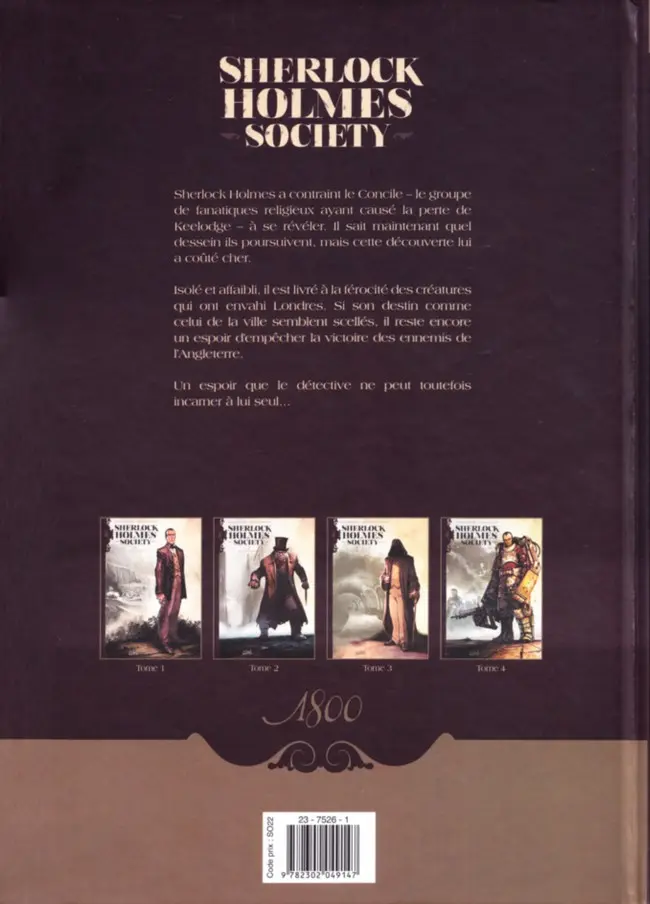 Verso de l'album Sherlock Holmes Society Tome 4 Contamination