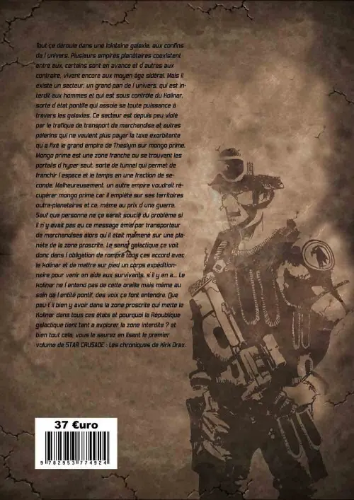 Verso de l'album Star Crusade 2 Les chroniques de Kirk Drax
