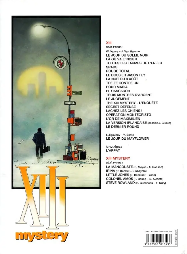 Verso de l'album XIII Mystery Tome 5 Steve Rowland