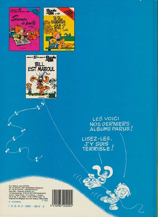 Verso de l'album Boule & Bill Tome 9 Une vie de chien !