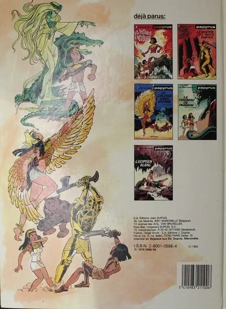 Verso de l'album Papyrus Tome 1 La momie engloutie