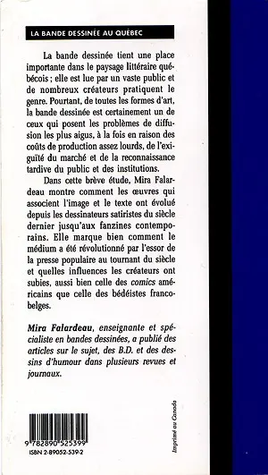 Verso de l'album La Bande dessinée au Québec