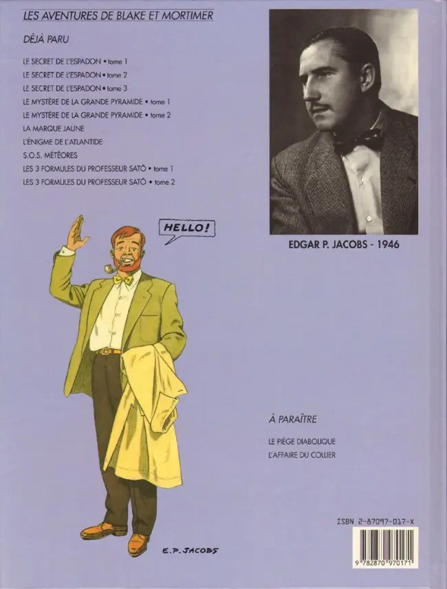 Verso de l'album Blake et Mortimer Tome 12 Les 3 Formules du Professeur Satô - Tome 2