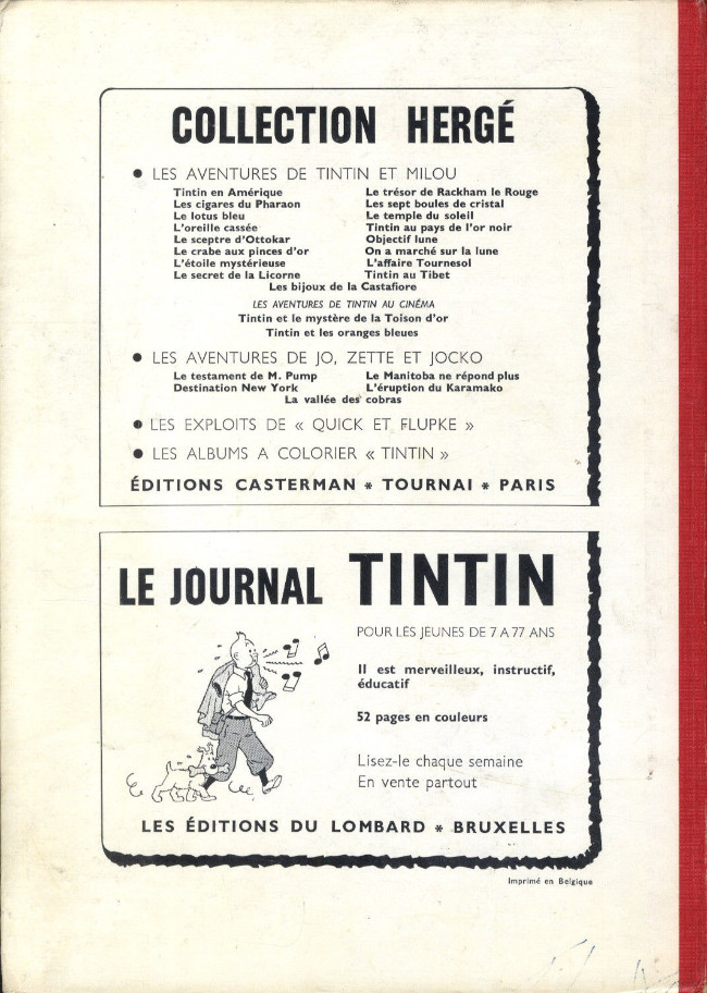Verso de l'album Tintin Tome 75