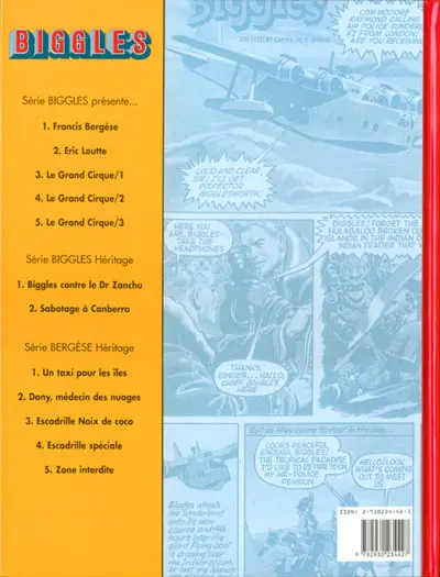Verso de l'album Biggles Héritage Tome 2 Sabotage à Canberra