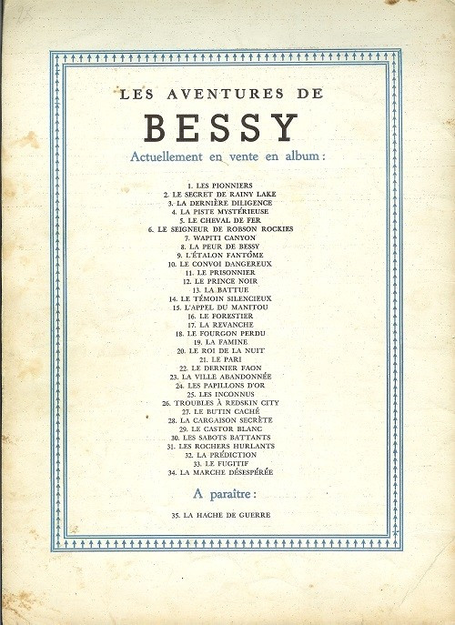 Verso de l'album Bessy Tome 31 Les rochers hurlants