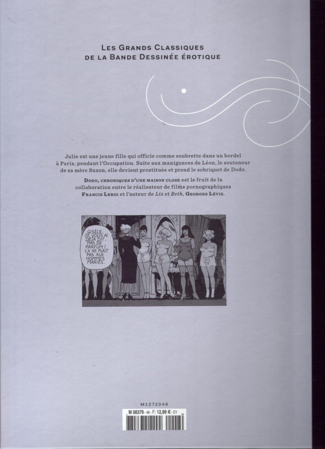 Verso de l'album Les Grands Classiques de la Bande Dessinée Érotique - La Collection Tome 48 Dodo Chronique d'une maison close - tome 1