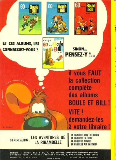Verso de l'album Boule & Bill Tome 5 60 gags de Boule et Bill
