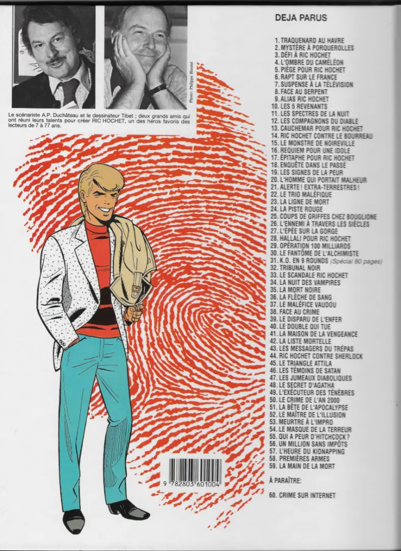 Verso de l'album Ric Hochet Tome 30 Le fantôme de l'alchimiste