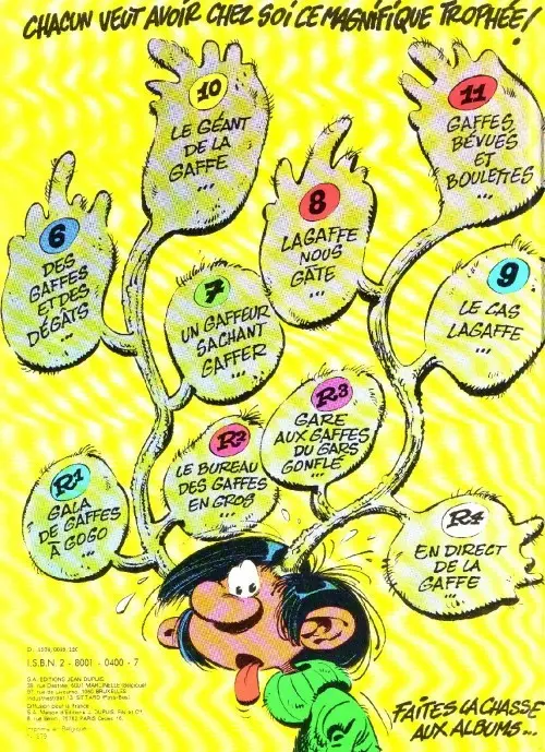 Verso de l'album Gaston Tome 12 Le Gang des gaffeurs