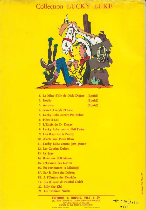 Verso de l'album Lucky Luke Tome 15 L'évasion des Dalton